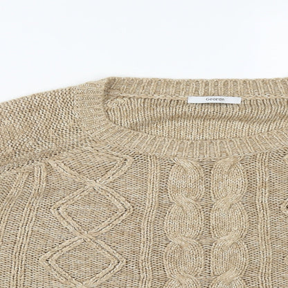 George Womens Beige Round Neck  Acrylic Pullover Jumper Size 20