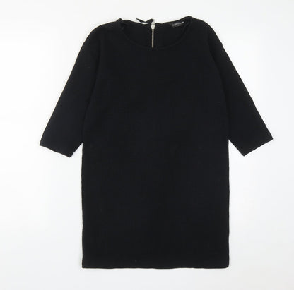 Internacionale Womens Black  Cotton A-Line  Size 8  Round Neck Zip