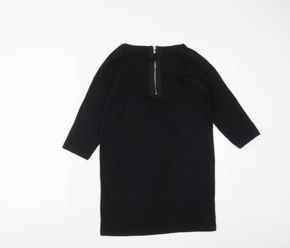 Internacionale Womens Black  Cotton A-Line  Size 8  Round Neck Zip