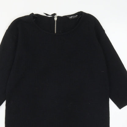 Internacionale Womens Black  Cotton A-Line  Size 8  Round Neck Zip