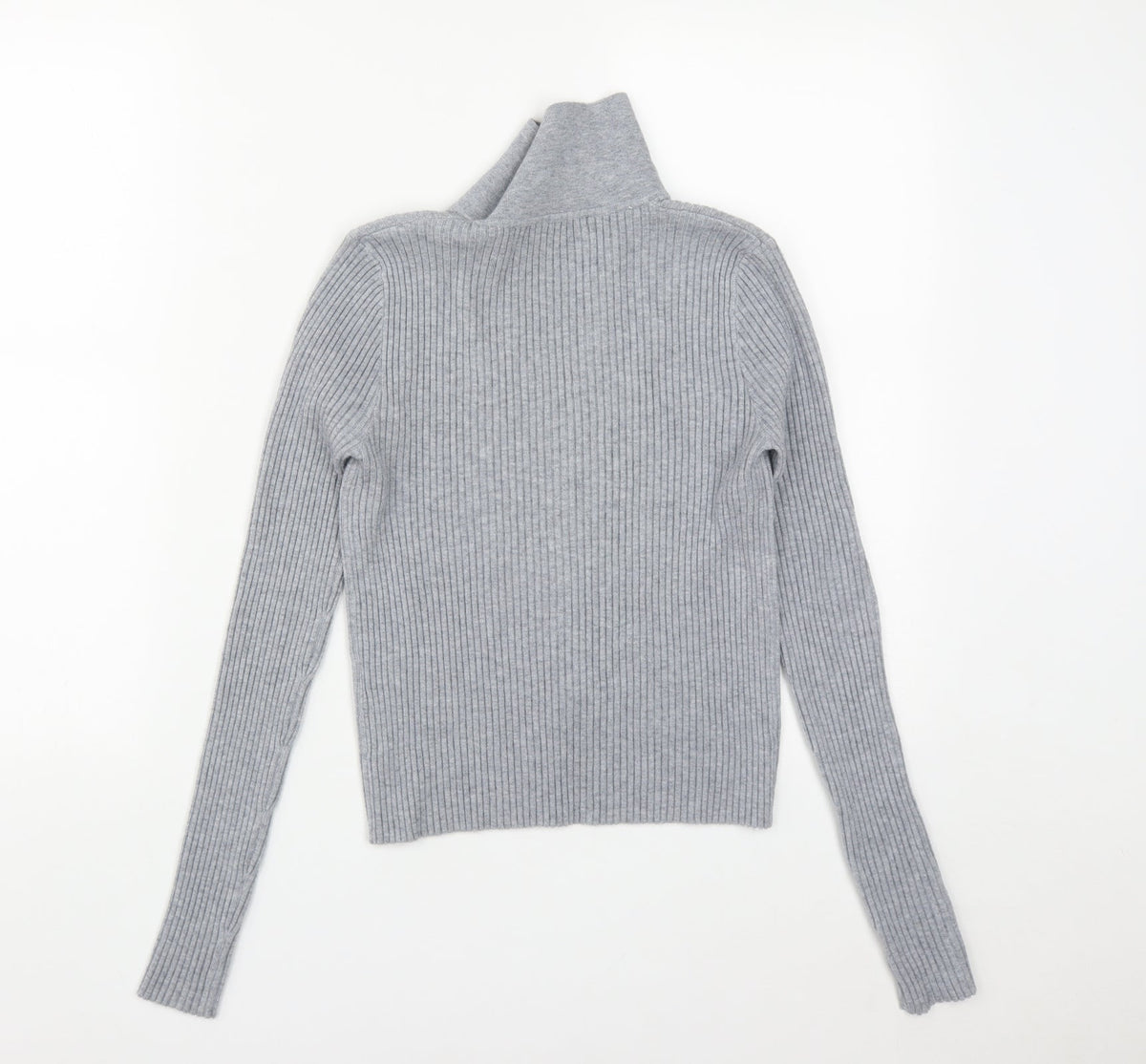 CCG Perfect Womens Grey Collared  Viscose Pullover Jumper Size L