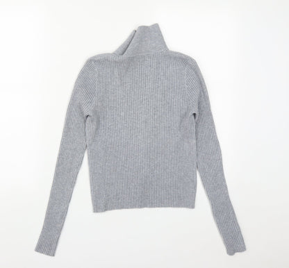 CCG Perfect Womens Grey Collared  Viscose Pullover Jumper Size L