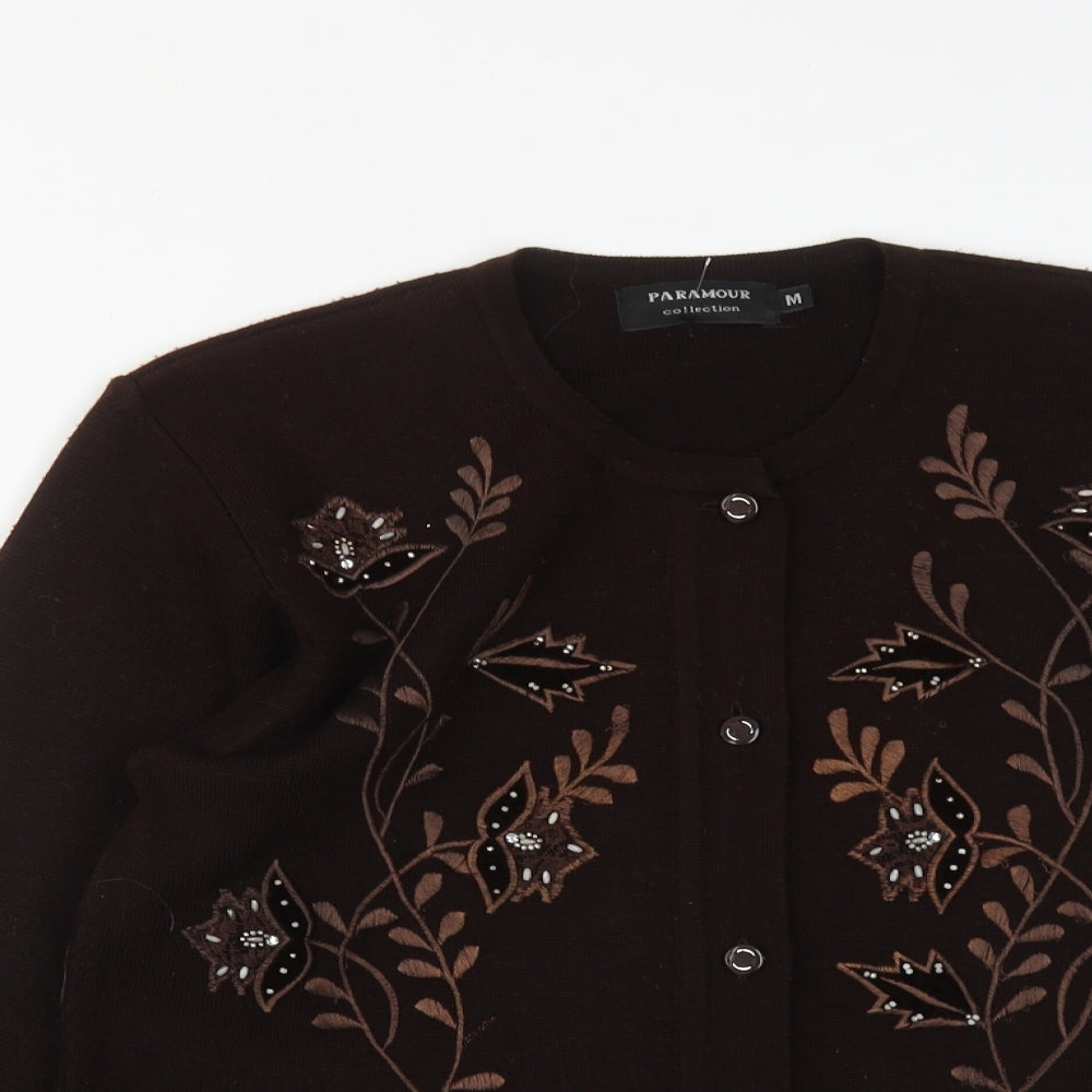 Womens UK Size M Paramour Brown Cardigan Jumper
