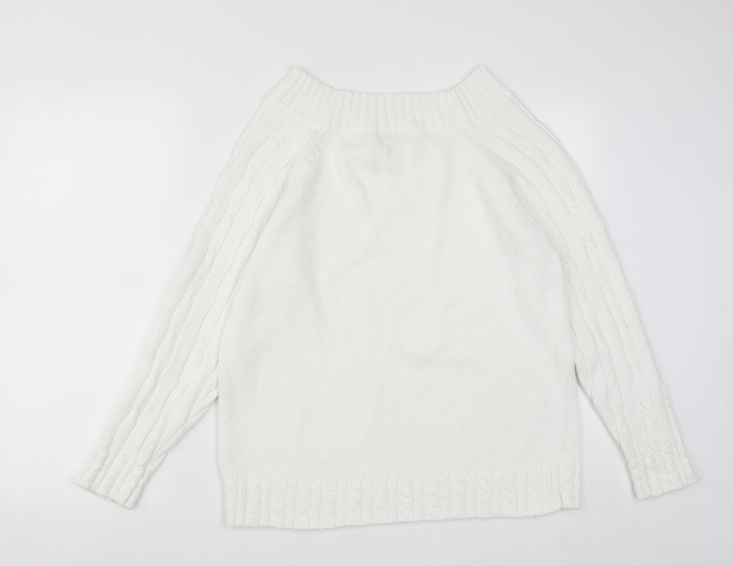 Womens UK Size M Preworn White Pullover Jumper