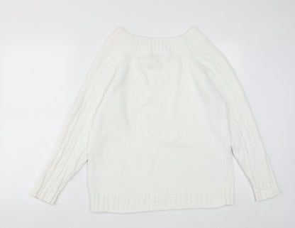 Womens UK Size M Preworn White Pullover Jumper