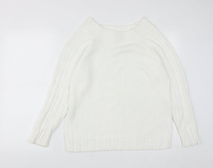 Womens UK Size M Preworn White Pullover Jumper