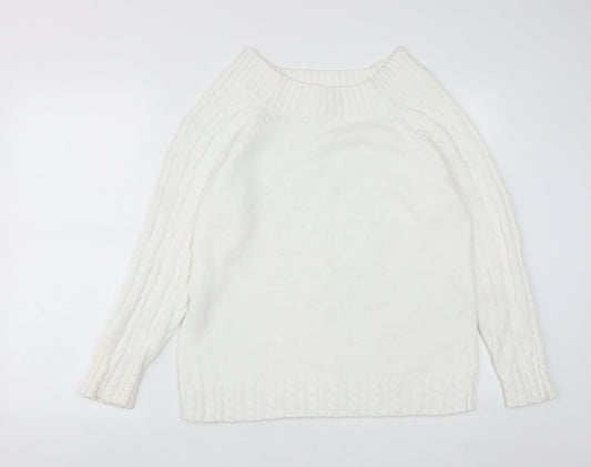 Womens UK Size M Preworn White Pullover Jumper