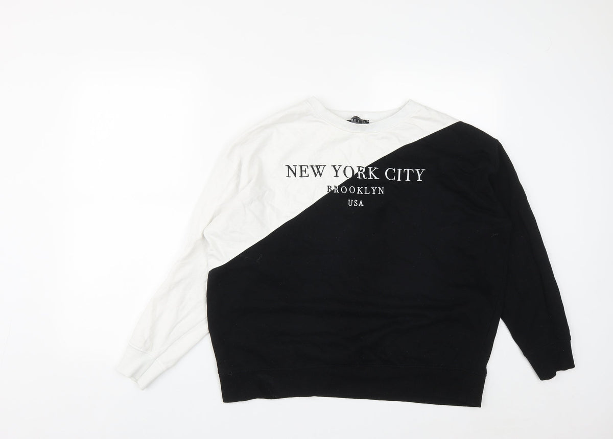 New Look Womens Black  Cotton Pullover Sweatshirt Size S