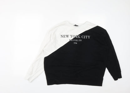 New Look Womens Black  Cotton Pullover Sweatshirt Size S
