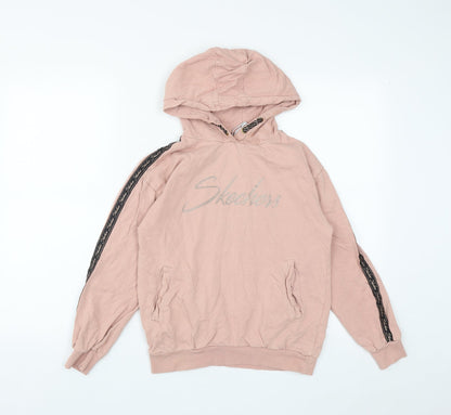 Skechers Girls Pink  Cotton Pullover Hoodie Size 10-11 Years