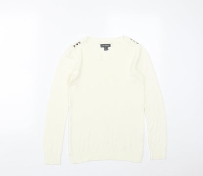 Primark Womens White Round Neck  Acrylic Pullover Jumper Size 4