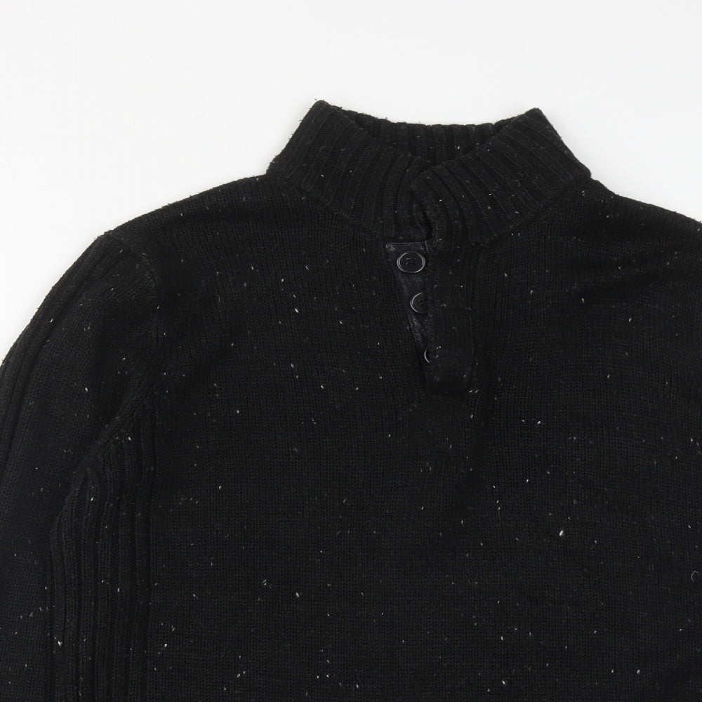 Cedar Wood State Mens Black High Neck  Acrylic Pullover Jumper Size L