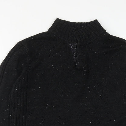 Cedar Wood State Mens Black High Neck  Acrylic Pullover Jumper Size L