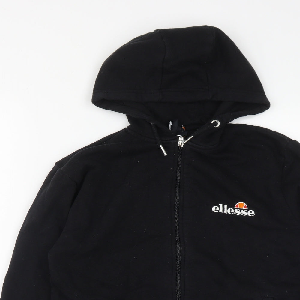 ellesse Womens Black  Cotton Full Zip Hoodie Size 4  Zip