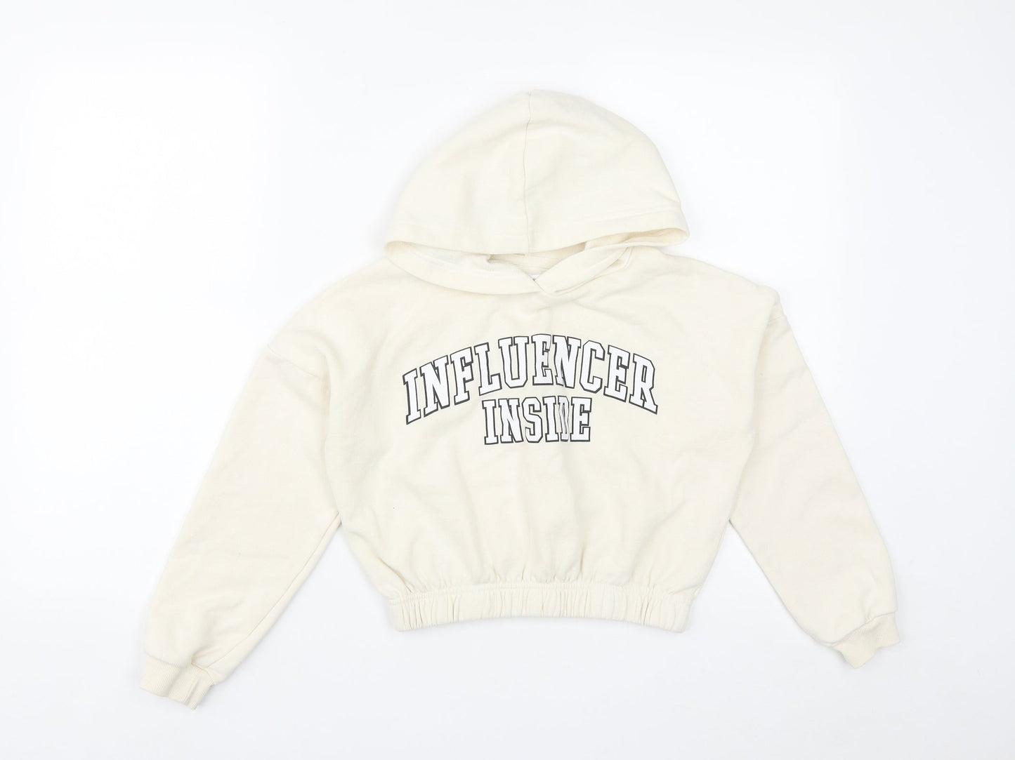 Jeff&Co Girls White  Cotton Pullover Hoodie Size 11-12 Years