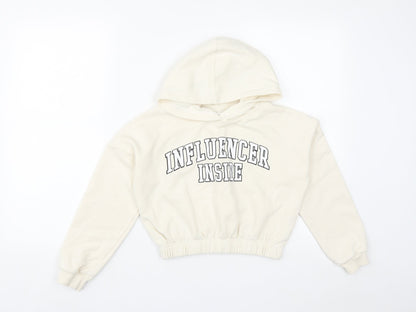 Jeff&Co Girls White  Cotton Pullover Hoodie Size 11-12 Years
