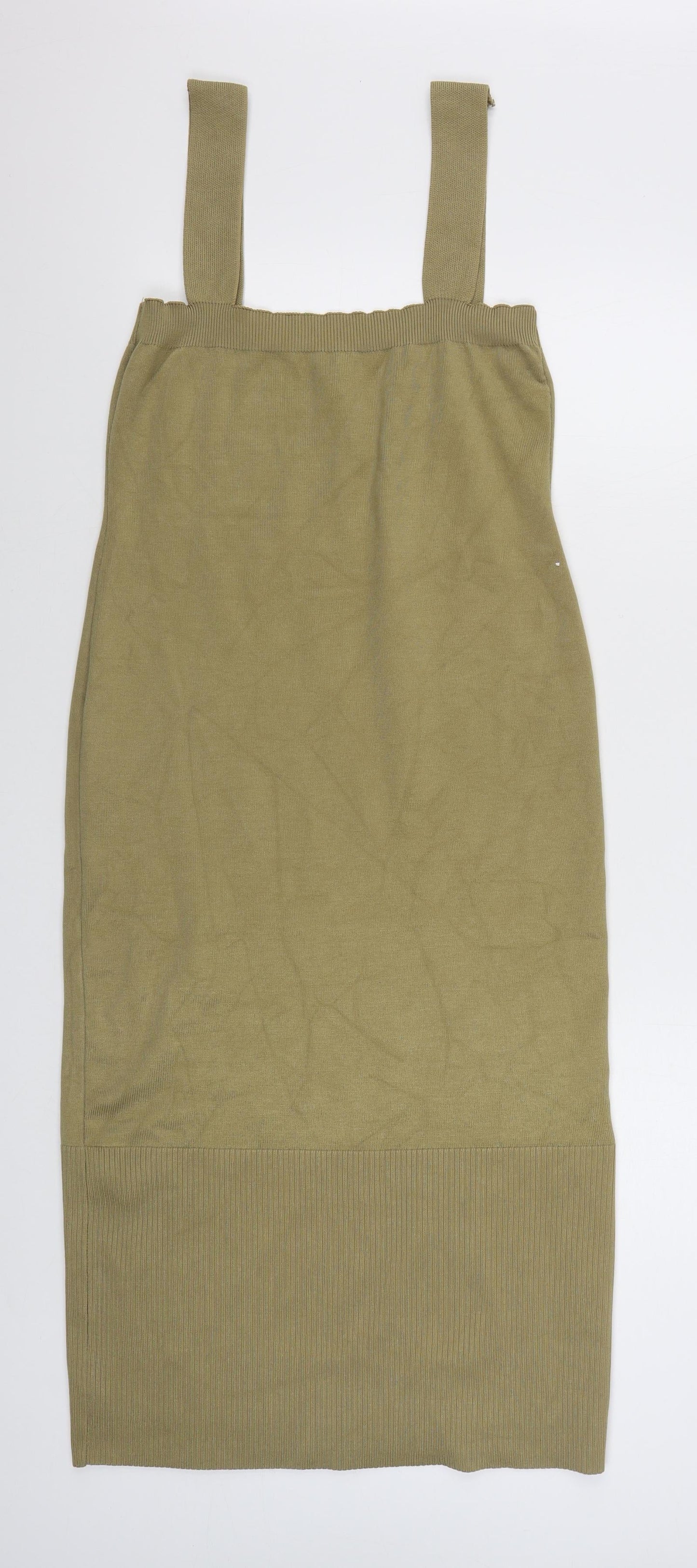 SheIn Womens Beige  Viscose Bodycon  Size M  Square Neck Pullover