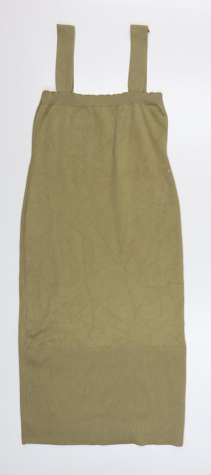 SheIn Womens Beige  Viscose Bodycon  Size M  Square Neck Pullover