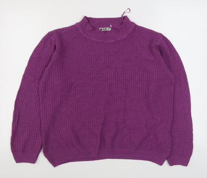 Damart Womens Purple Round Neck  Acrylic Pullover Jumper Size M