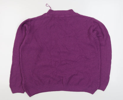 Damart Womens Purple Round Neck  Acrylic Pullover Jumper Size M