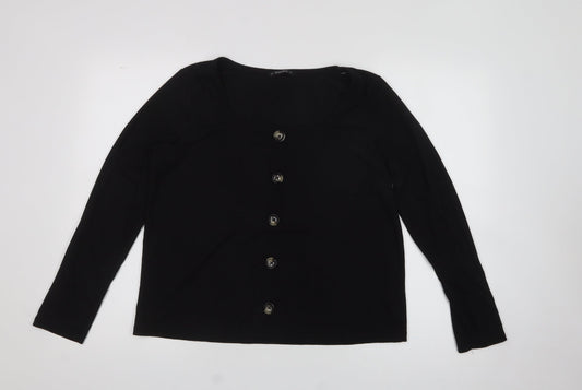 dunnes  Womens Black  Polyester Basic T-Shirt Size L Crew Neck