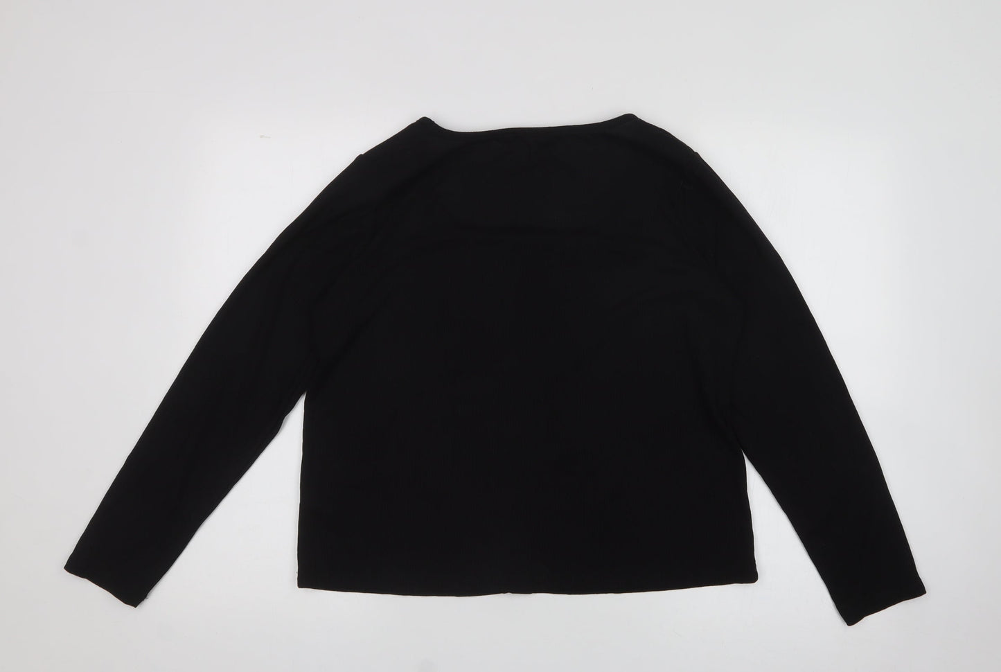 dunnes  Womens Black  Polyester Basic T-Shirt Size L Crew Neck
