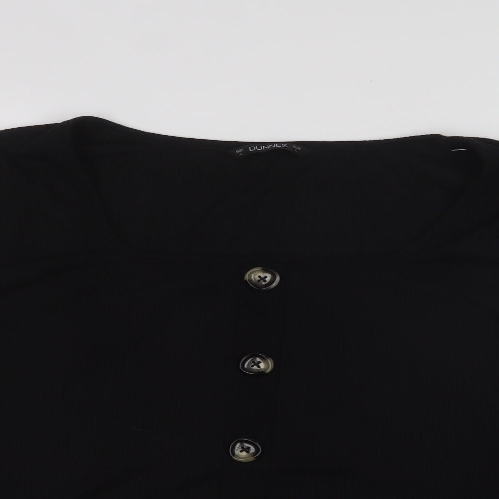 dunnes  Womens Black  Polyester Basic T-Shirt Size L Crew Neck