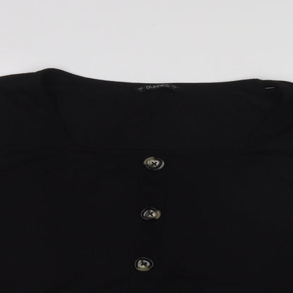 dunnes  Womens Black  Polyester Basic T-Shirt Size L Crew Neck
