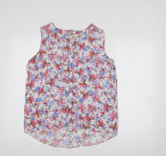 tu  Womens Multicoloured Floral Polyester Jersey Blouse Size 14 Collared