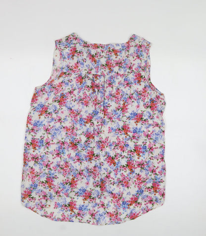 tu  Womens Multicoloured Floral Polyester Jersey Blouse Size 14 Collared