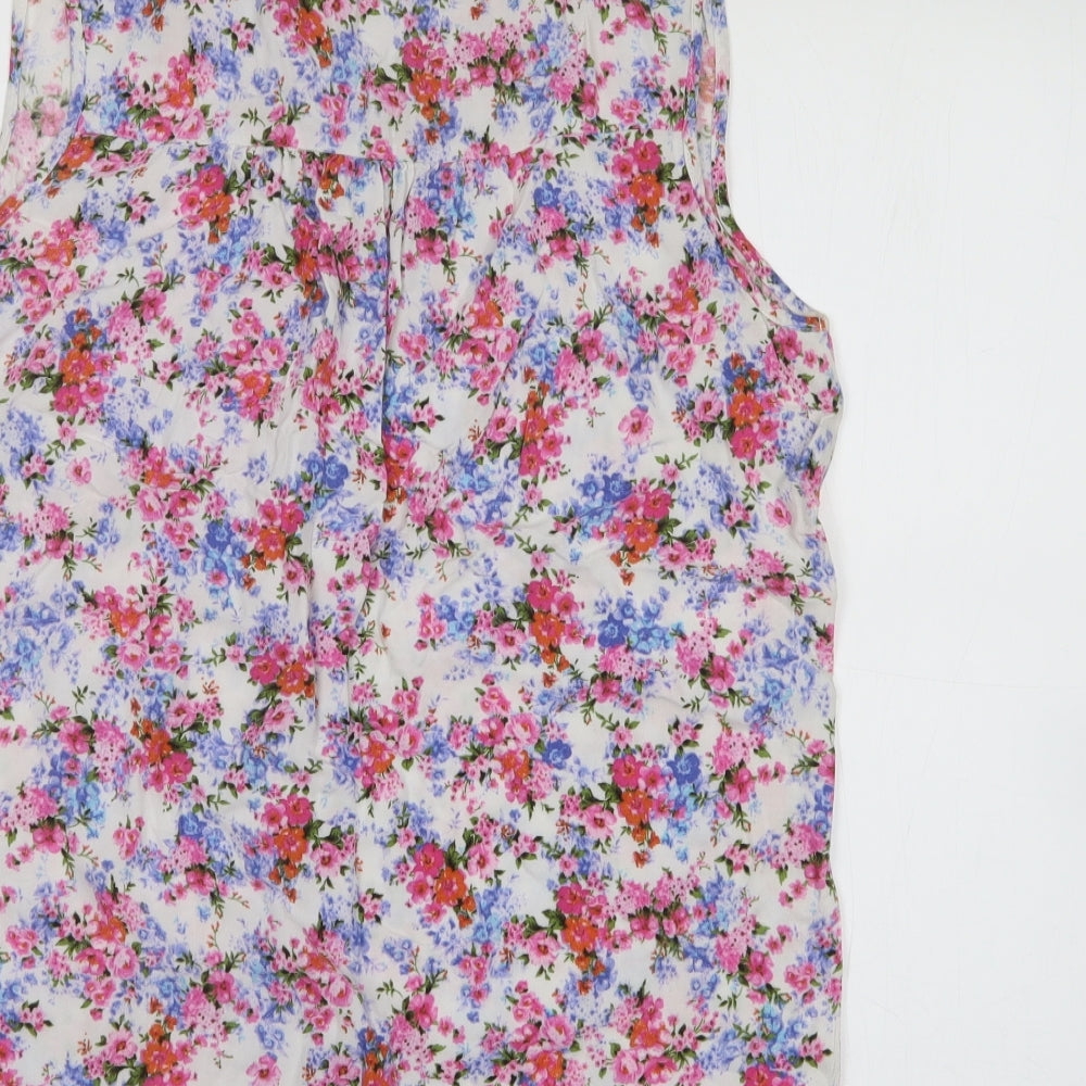 tu  Womens Multicoloured Floral Polyester Jersey Blouse Size 14 Collared