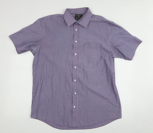 Mens UK Size 42 Marks and Spencer Blue  Button-Up Long Sleeve Casual Shirt