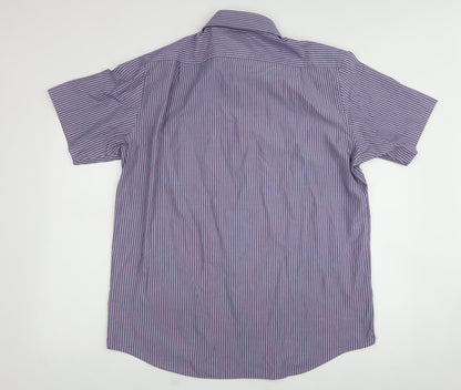 Mens UK Size 42 Marks and Spencer Blue  Button-Up Long Sleeve Casual Shirt