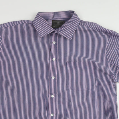 Mens UK Size 42 Marks and Spencer Blue  Button-Up Long Sleeve Casual Shirt