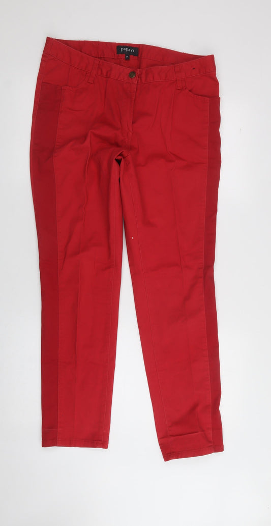 Womens UK Size 42 in papaya Regular Fit  Red Trousers