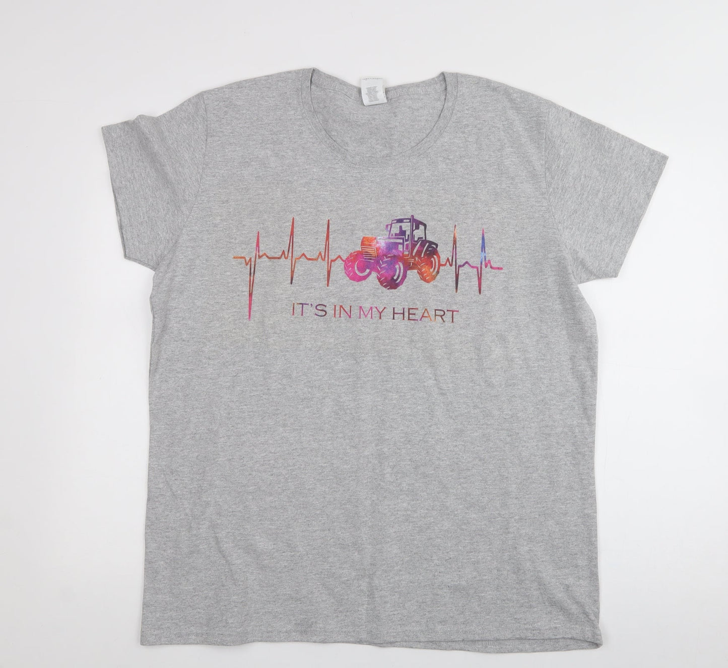 Womens UK Size XL Gildan Grey Jersey T-Shirt