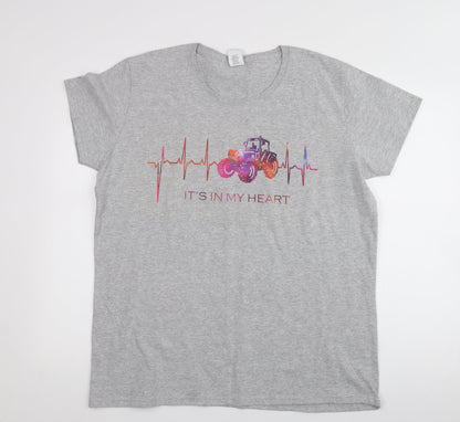 Womens UK Size XL Gildan Grey Jersey T-Shirt
