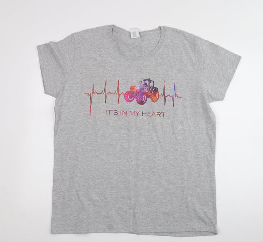 Womens UK Size XL Gildan Grey Jersey T-Shirt