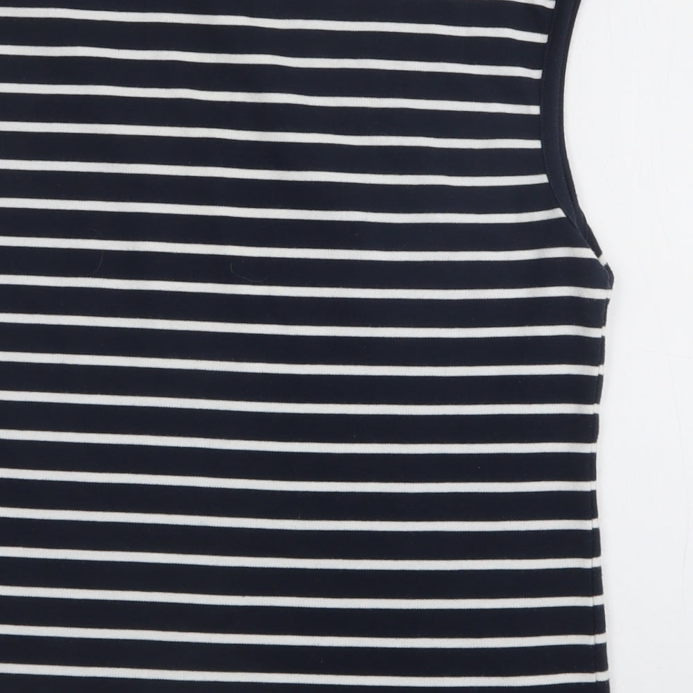 Donna Lewis Womens Blue V-Neck Striped Polyester Vest Jumper Size L