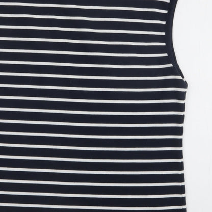 Donna Lewis Womens Blue V-Neck Striped Polyester Vest Jumper Size L