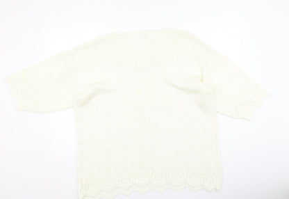 Womens UK Size 14 Preworn White Pullover Jumper