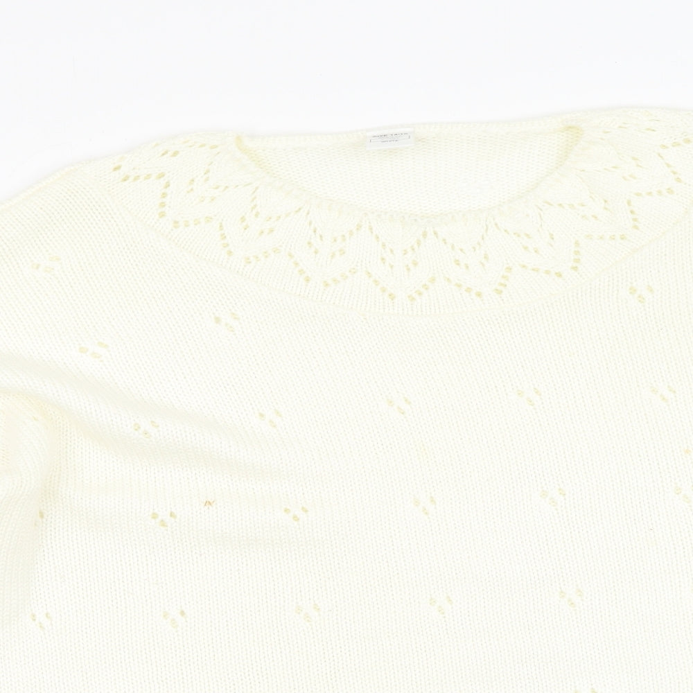 Womens UK Size 14 Preworn White Pullover Jumper