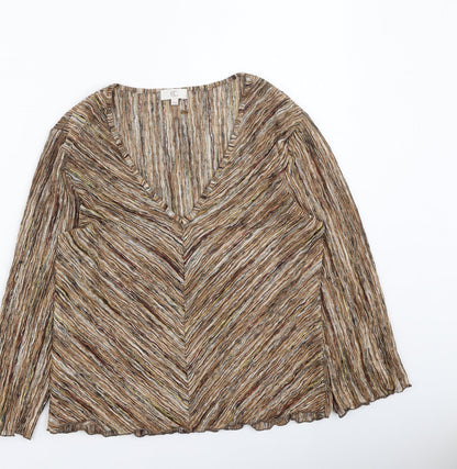 CC Womens Gold  Polyester Basic Blouse Size L V-Neck