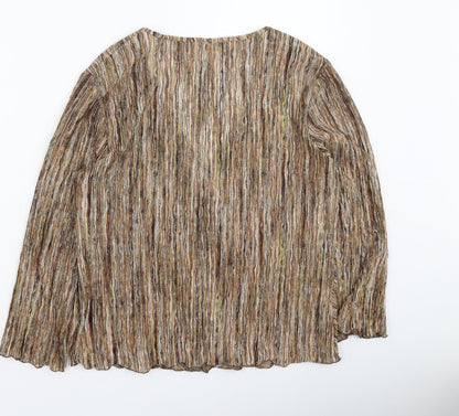 CC Womens Gold  Polyester Basic Blouse Size L V-Neck