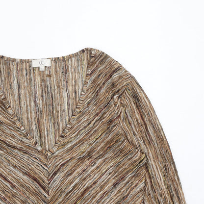 CC Womens Gold  Polyester Basic Blouse Size L V-Neck