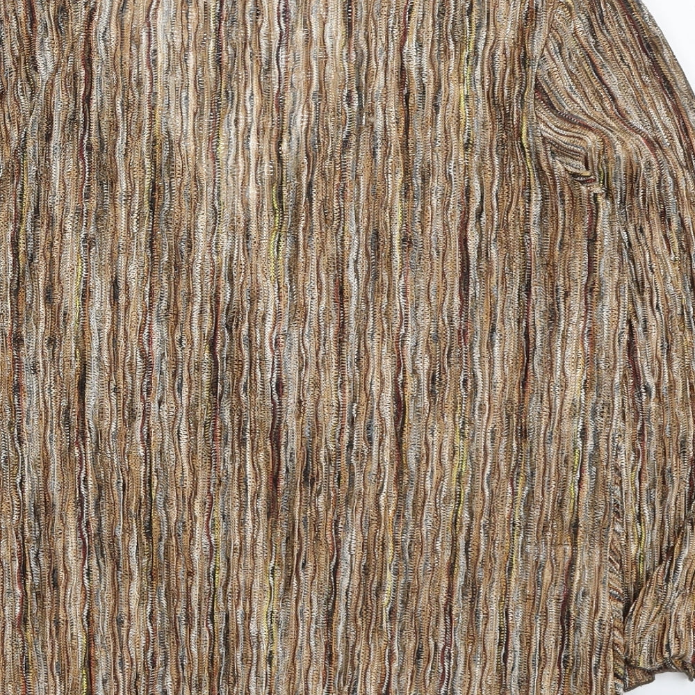 CC Womens Gold  Polyester Basic Blouse Size L V-Neck