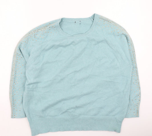 Womens UK Size 16 M&Co Blue Pullover Jumper