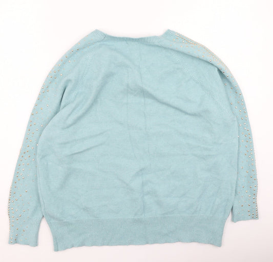 Womens UK Size 16 M&Co Blue Pullover Jumper