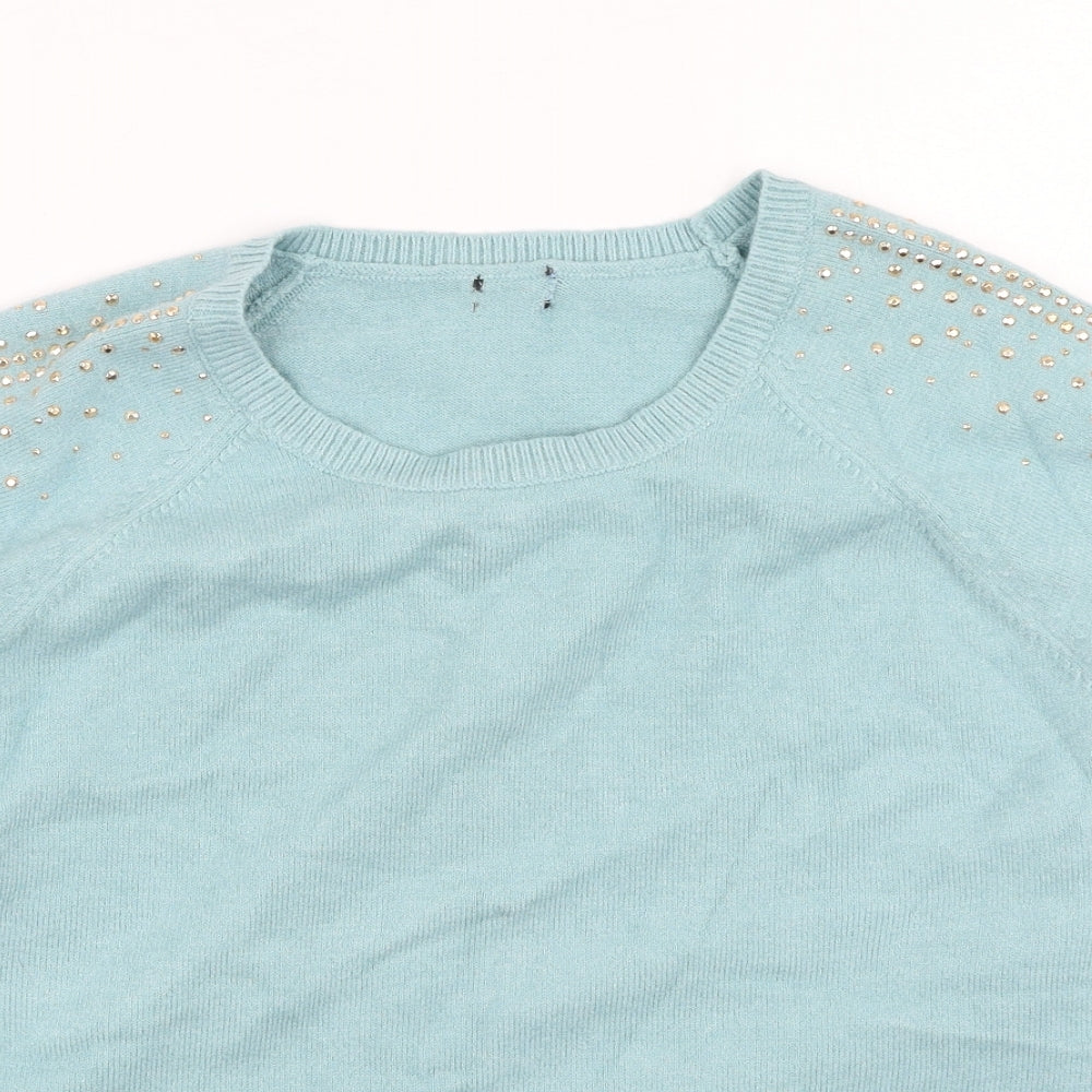 Womens UK Size 16 M&Co Blue Pullover Jumper