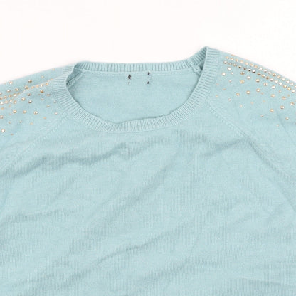 Womens UK Size 16 M&Co Blue Pullover Jumper